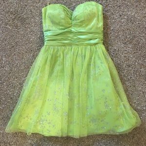 A lime green glittery dress